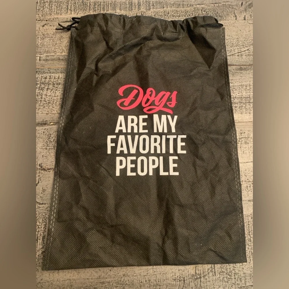 Dogs Are My Favorite People Bag, 12”x9” Black, Pink, White Color, NWOT
